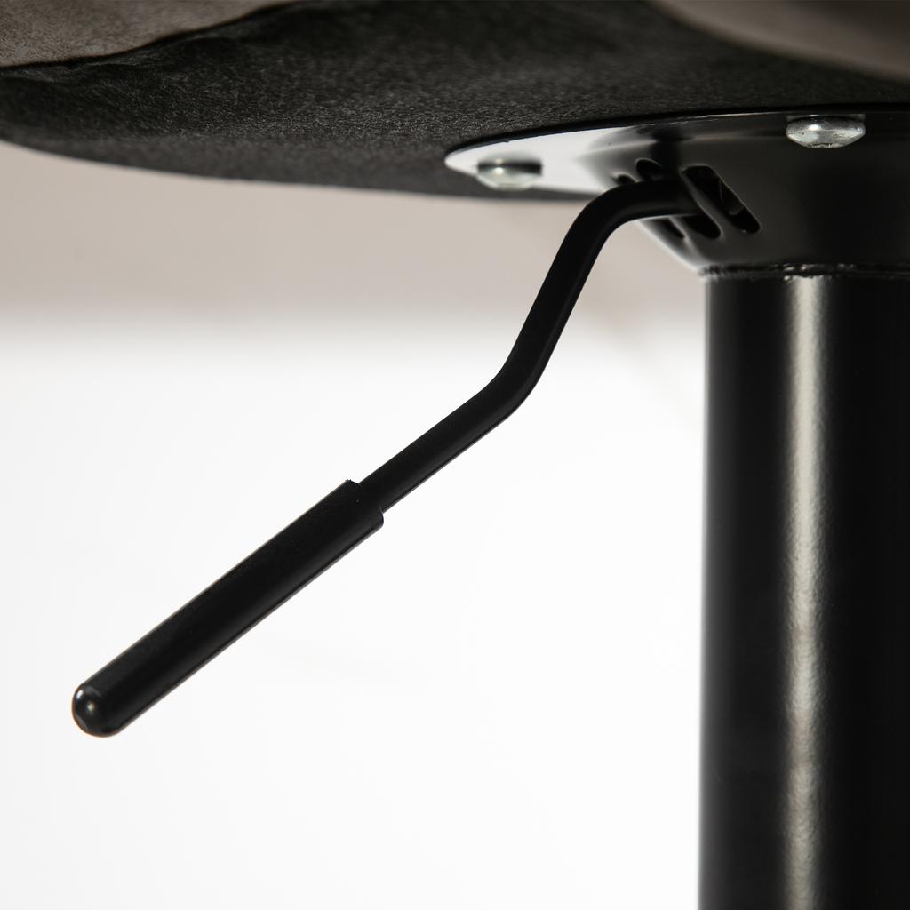 Set of 2 Bar Stools in Retro Design, Incl. Footrest, Height-Adjustable, Gas Lift, Dark Grey