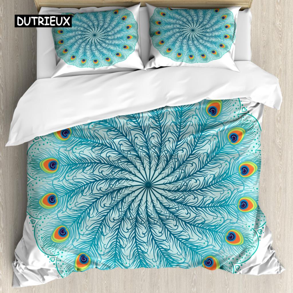 Комплект постельного белья Bohemian Mandala из 2/3 предметов, двуспальное, двуспальное, королевского размера, пододеяльник и наволочка, мягкое постельное белье
