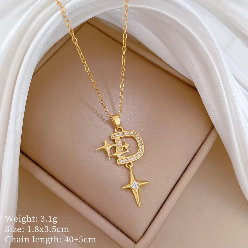 Copper Micro-Inlaid Love Light Luxury Temperament Gorgeous Full Diamond Necklace Female Versatile Collarbone Chain Titanium Steel