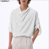 Oversized Men Swing Collar Half Sleeve Striped Casual Loose Shirts