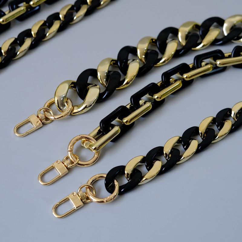 Новый милый аксессуар для телефона, цепочка со съемными деталями, черная цепочка через плечо из смолы, роскошный шейный ремешок, чехол для телефона, цепочки, золотая акриловая цепочка на плечо