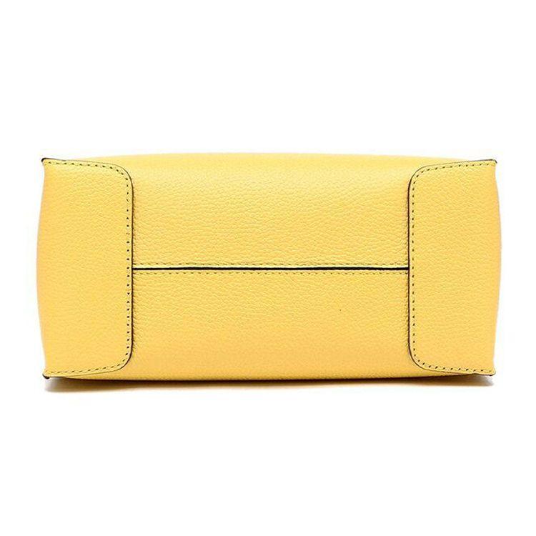 Michael Kors MK Mercer Однотонная Сумка-тоут Женская Желтая с Логотипом и Текстурой Личи на Молнии Кожаная 35S1GM9M2L-DAFFODIL