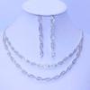 Милый женский белый кристалл свадебный комплект ювелирных изделий шарм серебряный цвет висячие серьги для женщин модное свадебное ожерелье из циркония