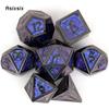 7 Pcs Black Purple Standard Metal Dice Solid Metal Polyhedral Dice Set Suitable for Role-Playing RPG Board Game Card Game