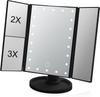 Складное регулируемое зеркало с 2-кратным и 3-кратным увеличением, бесступенчатым хранением и черным трехсторонним зеркалом, настольное, угловое и из стекла высокой четкости, с регулировкой яркости, основанием, подсветкой,