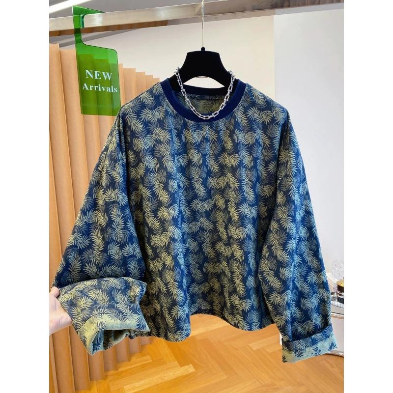 Модный Ретро Свитер Женский Осень 2025 Круглый Вырез Новый Длинный Рукав Принтованный Свободный Повседневный Пуловер Топ