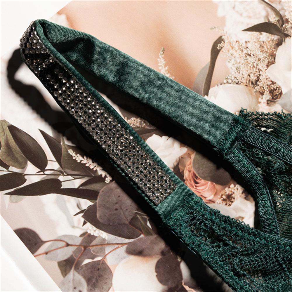 Сексуальные кружевные стринги с кристаллами, дышащее нижнее белье T-back для европейских женщин, прозрачные стринги T-back больших размеров S-XL