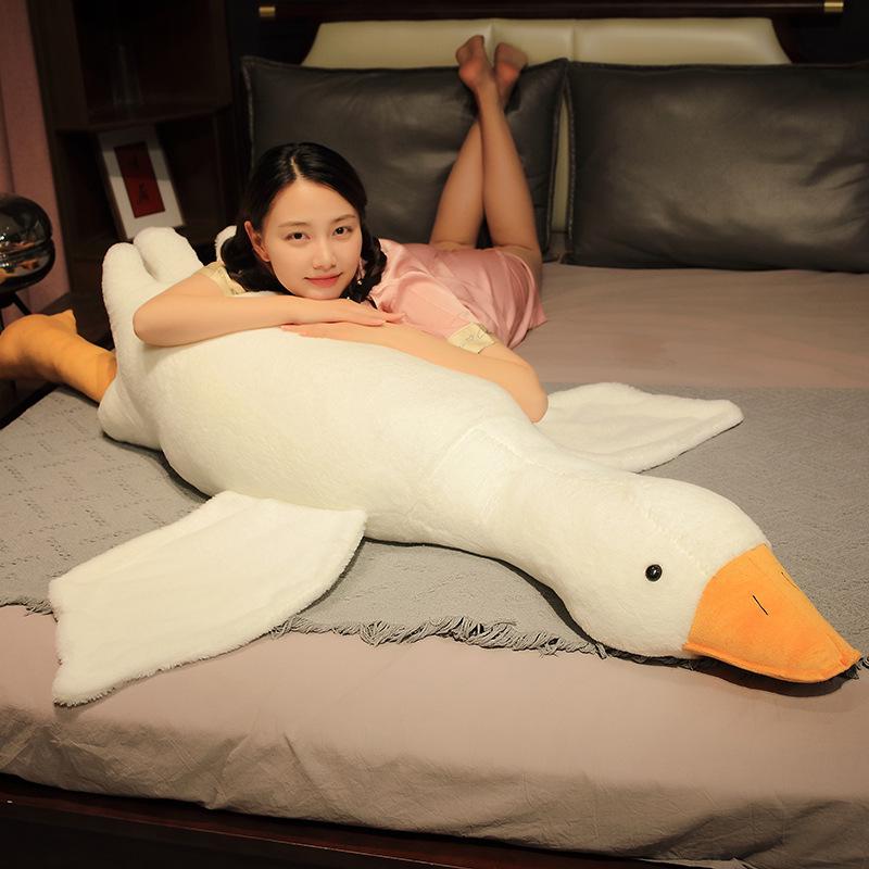 Большая белая гусь плюшевая подушка - Мягкая игрушка и обнимашка