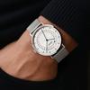 Швейцарские Сапфировые Белые Серебристые Нержавеющая сталь Сетка 41 мм a.b.art Мужские часы, Механизм, Стекло, Циферблат, Ремешок, Тонкие, Водонепроницаемые, Аналоговые, Простые, Деловые,