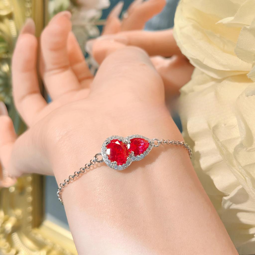 Серьги-гвоздики из тыквы с красным корундом премиум-класса, серьги с бриллиантами из высокоуглеродистого сплава, легкий роскошный браслет Fulu с красным бриллиантом, комплект ювелирных изделий для женщин