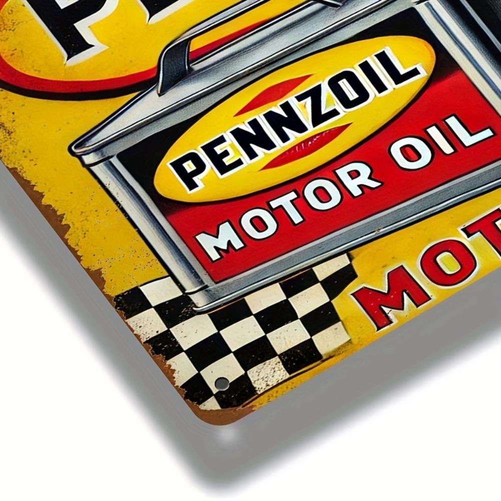 Винтажная металлическая жестяная вывеска Pennzoil Motor Oil - 8"x12" | Прочное ретро-настенное искусство с классическим дизайном, легко повесить