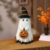 Halloween Ghost Statue Small White Ghost with Pumpkin Figurine Cute Ghost Resin Tabletop Ornament for Indoor Outdoor Halloween Decor