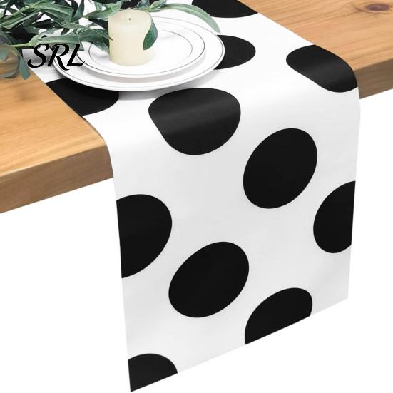 Decorative Table Cover for Home Modern Geometric Runner, Black And White Checkered Runner 72 Inch Striped Dining Decor Breathable Polyester