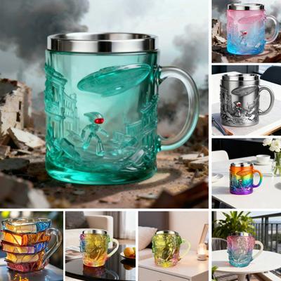 Кружка-книга 3D Расписанная вручную смола Кофейная кружка с внутренней частью из нержавеющей стали Подходит для микроволновой печи и посудомоечной машины Литературная кружка Уникальный подарок