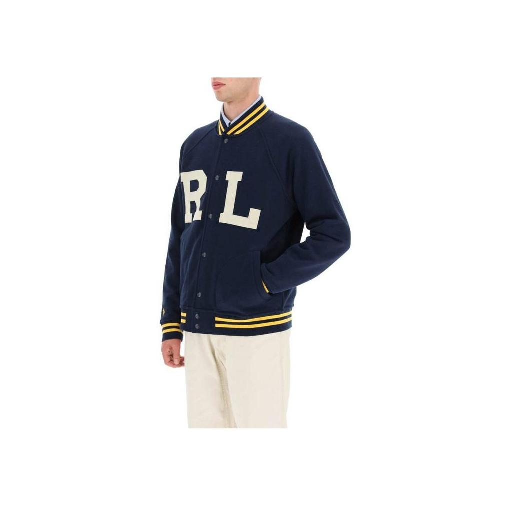 Polo Ralph Lauren однобортный пиджак с вышитыми буквами и полосатой отделкой мужские куртки темно-синие 710878501-001