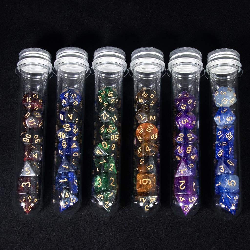 Cosmic Dice 7pcs DND Polyhedral Dice with Tube for Board Games /Teaching Math Party Accessories Multi Sided Dices Set