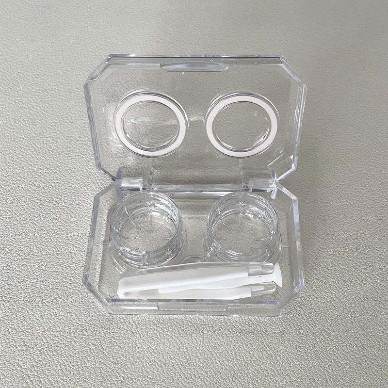 1 шт. Прозрачный мини-коробка для контактных линз, женский дорожный портативный футляр для контактных линз, сопутствующая коробка для ухода за контактными линзами с зеркальным пинцетом