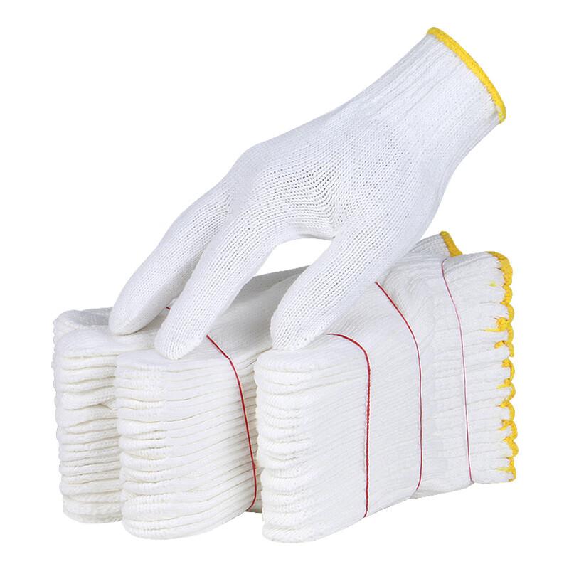 Cotton Work Gloves, 20 Pairs, Thick White Cotton Yarn, Non-Slip, Durable for Construction Sites And Industrial Work, Protective Gear for Laborers
