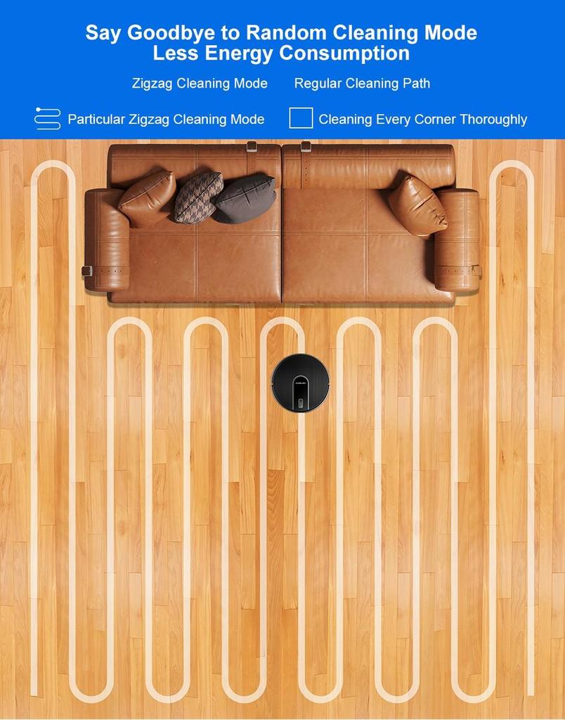 Liectroux N7S-U Robot Vacuum Cleaner and Wet Mop Combo, Smart Mapping, WiFi App, 6000Pa Suction