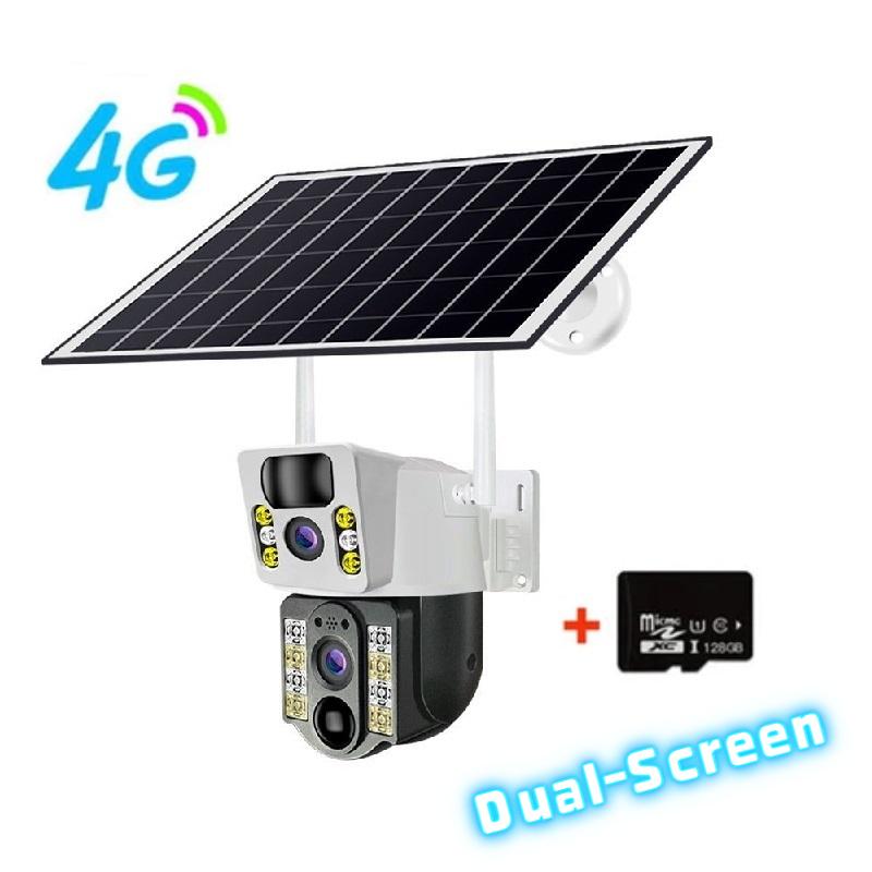 Умная солнечная камера видеонаблюдения WIFI/4G, доступна с 1, 2 или 3 объективами (Один/Двойной/Тройной экран), HD Ночное Видение CCTV