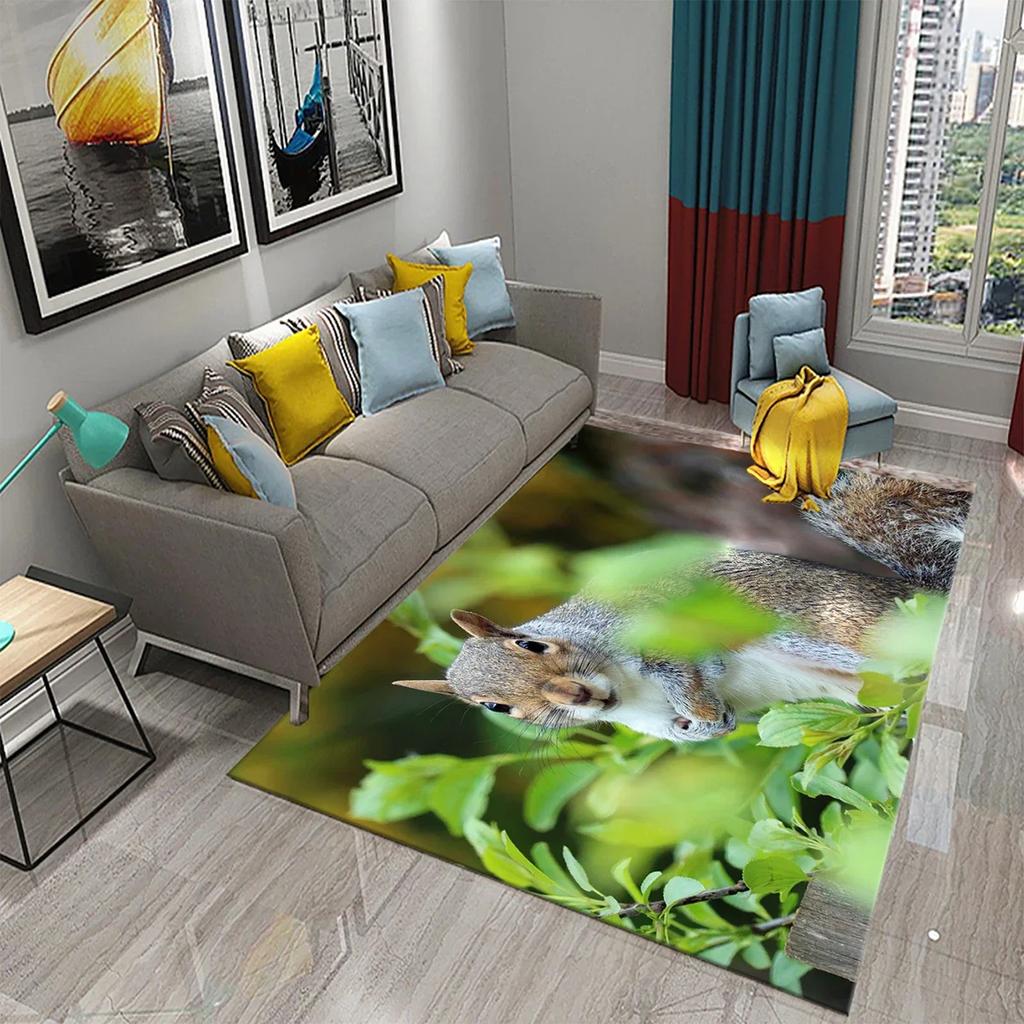 Милый ковер с белкой, забавный коврик для пола с диким животным для декора ванной комнаты, ковер противоскользящий для гостиной, кухни, коврики для ванной комнаты