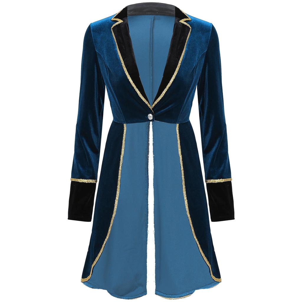 Women Velvet Swallow Tailed Coat Casual Long Sleeve Lapel Blazer Jacket Carnival Cosplay Party Costume