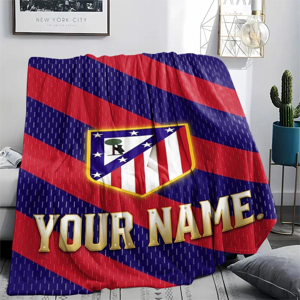 1PC Atletico Fan Gear Custom Name Patterned Flannel Blanket Suitable For All Seasons For Home Decor Warmth And Comfort Gifts Holiday Present