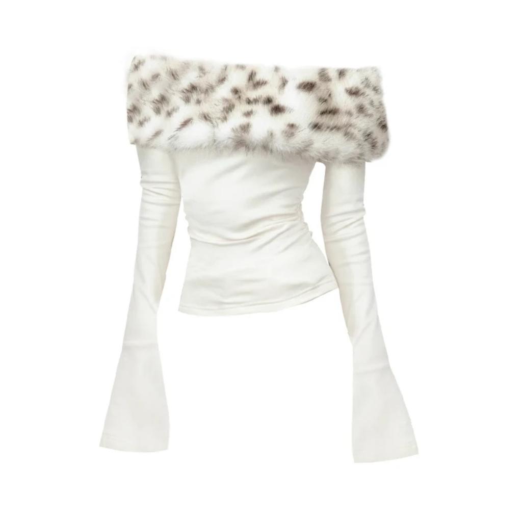 VAYLA Women's Apricot Slash Neck T-shirt Harajuku Korean Y2k Tee Top 2000s Clothes Aesthetic Fashion Long Sleeve Vintage T-shirts