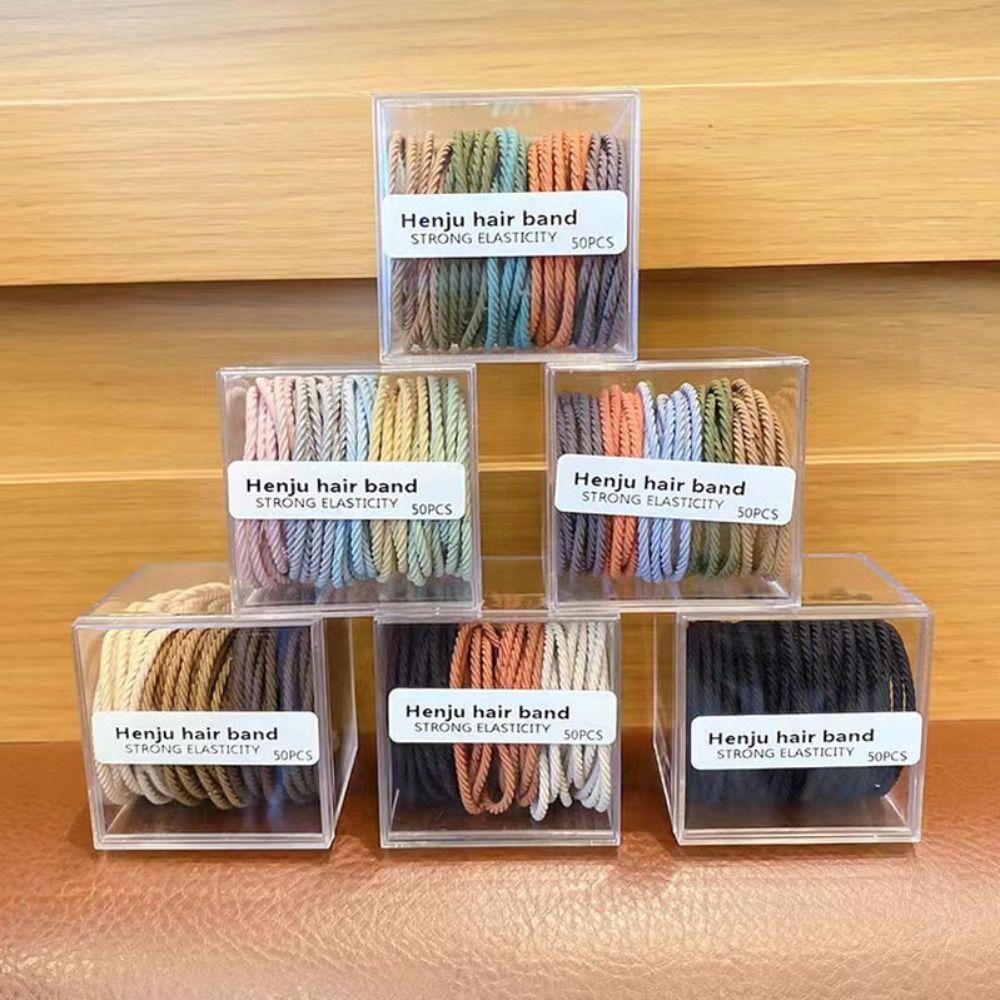 50PCS Strong Elasticity Hair Tie Candy Color Hair Rope Fashion Hair Accessories