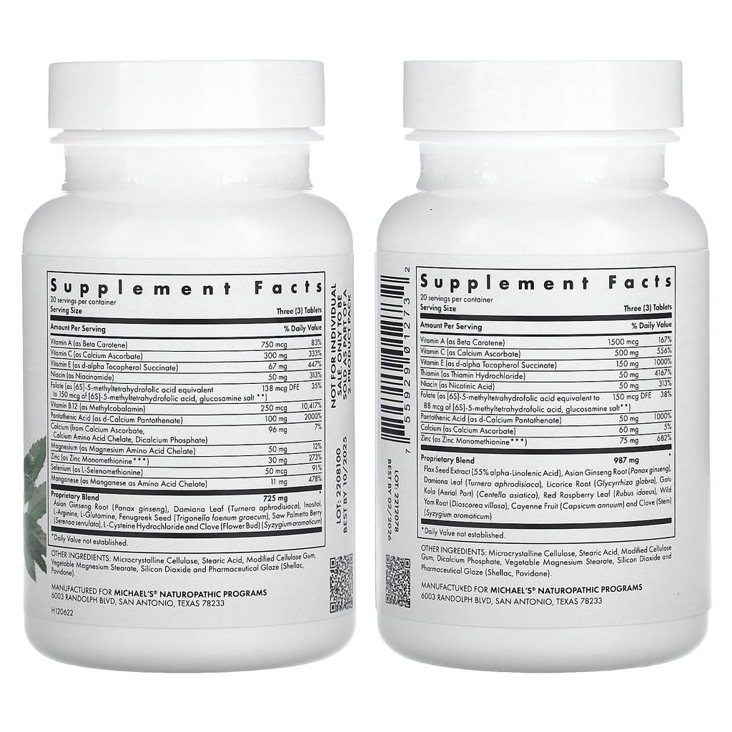 Michael'S Health, Факторы репродуктивного здоровья для мужчин и женщин, Парный набор, 2 флакона, по 60 вегетарианских таблеток в каждом
