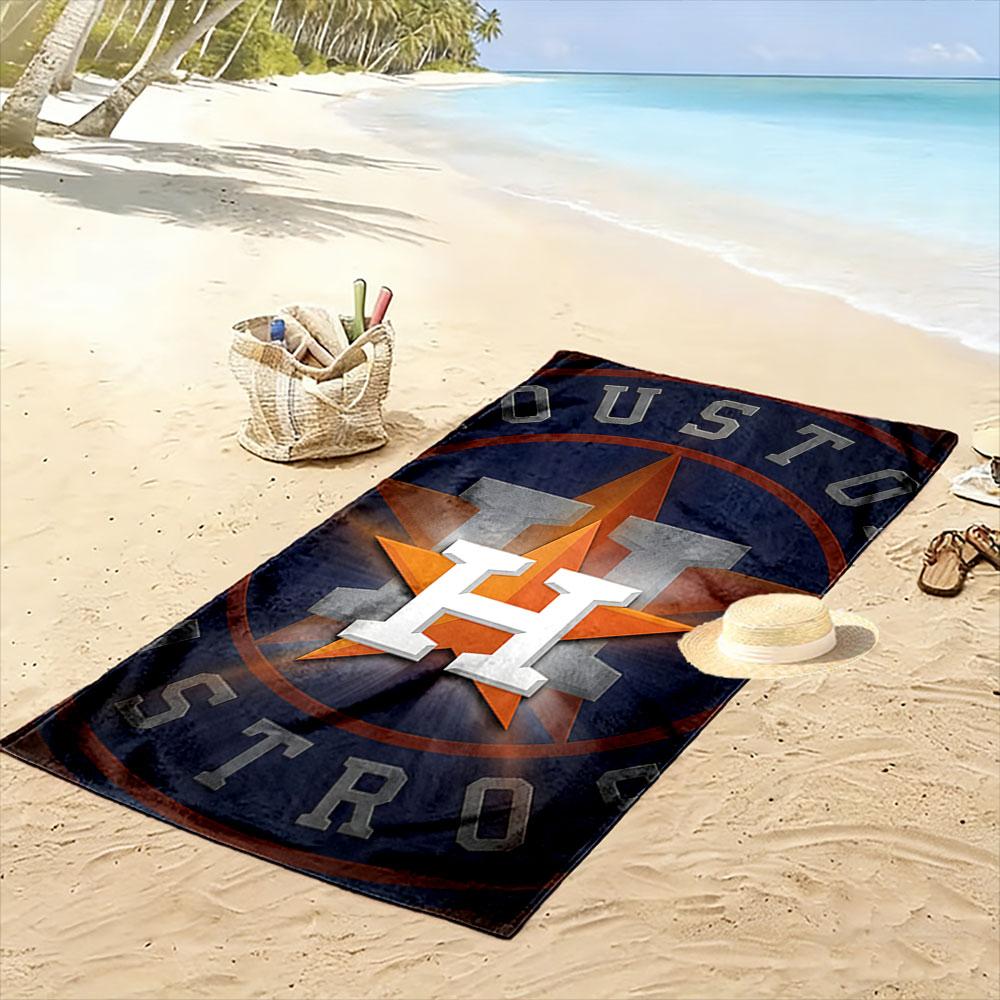 Houston Astros Logo with Star Design Patterned beach towel quick dry perfect for travel outdoor sports jogging the beach and swimming
