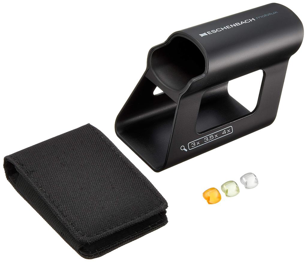 Eschenbach MobiluxLED+mobase LED Weitwinkellupe & spezieller Ständer 50×75mm (3,5-fach) 1511-3M