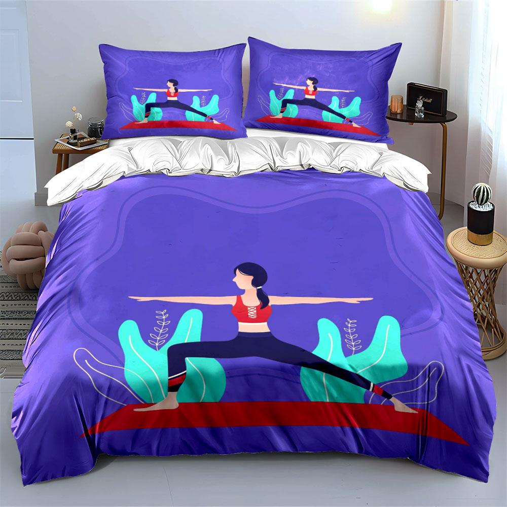 Yoga pose with plants. Bedding sets Duvet cover sets Duvet covers Pillowcases(1*Duvet Cover 2*Pillowcases without duvet insert)