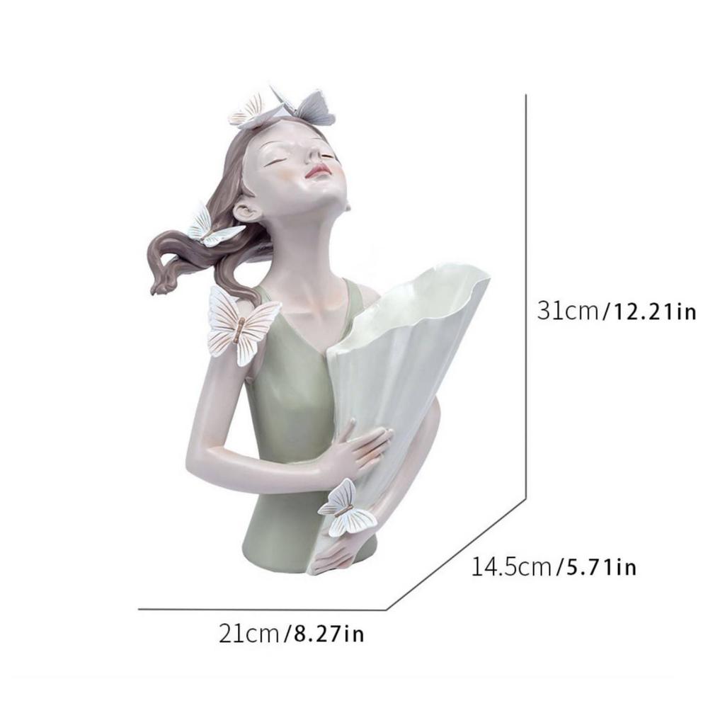 Winged Maiden Figurine Artistic with Flower Holder Modern Decorative