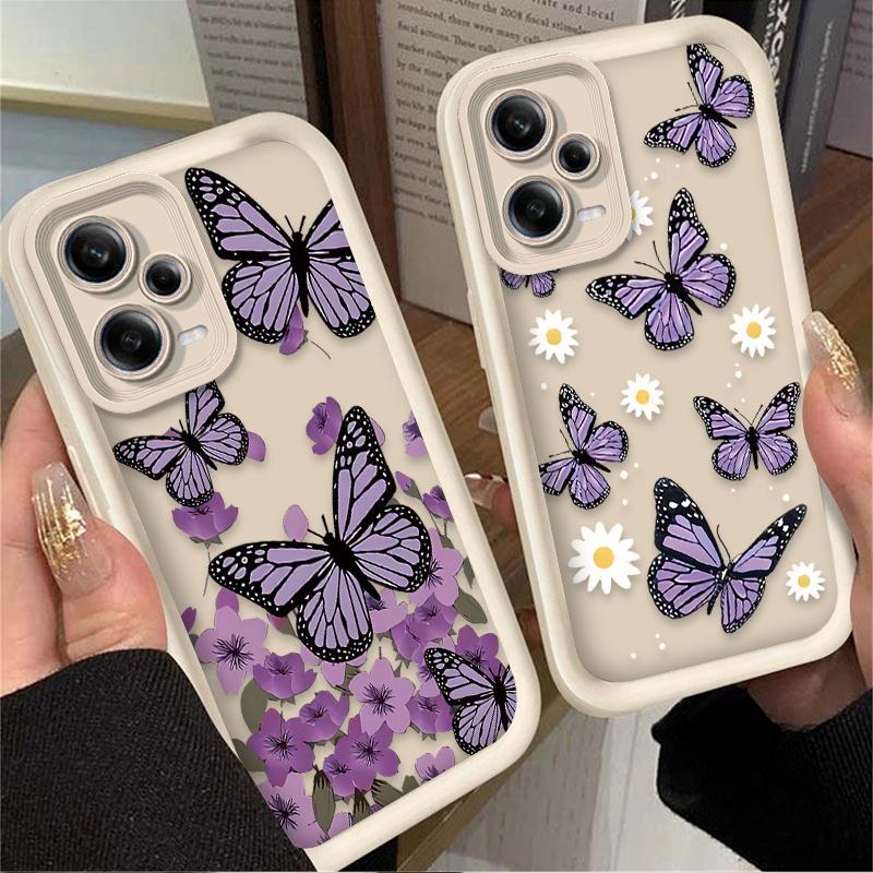 Purple Butterfly And Flower Design Silicone Case For iPhone 17 16 15 14 13 12 11 Pro Max Plus Air
