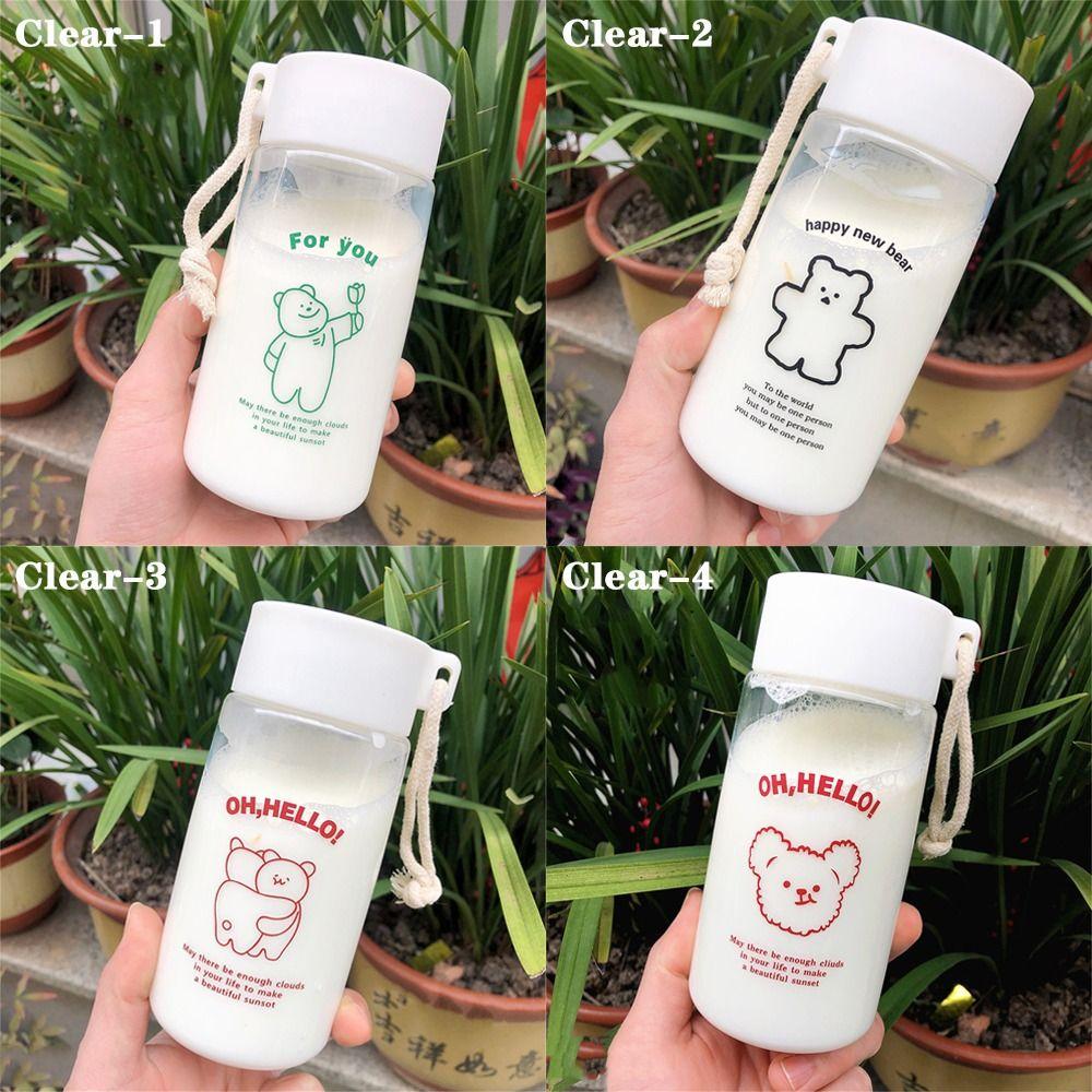 Простой Милый Медведь Уличный Стакан для Воды Прозрачная Матовая Бутылка для Воды