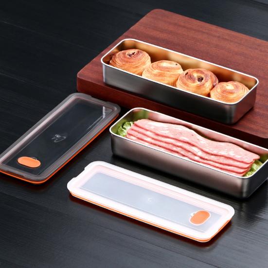 Bacon Container for Refrigerator Stainless Steel Airtight Bacon Storage Containers with Lids Dishwasher Safe Deli Meat Crisper Box Space-Saving