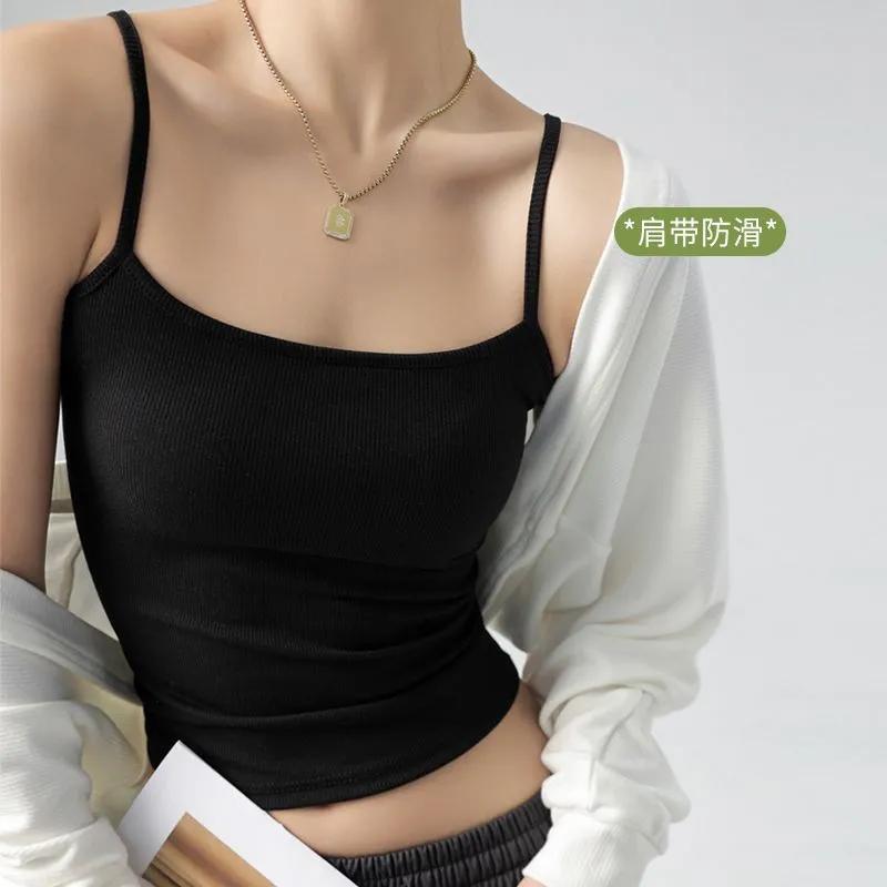 Женский ribbed camisole set Белый Темно-серый Облегающие Топы на тонких бретельках