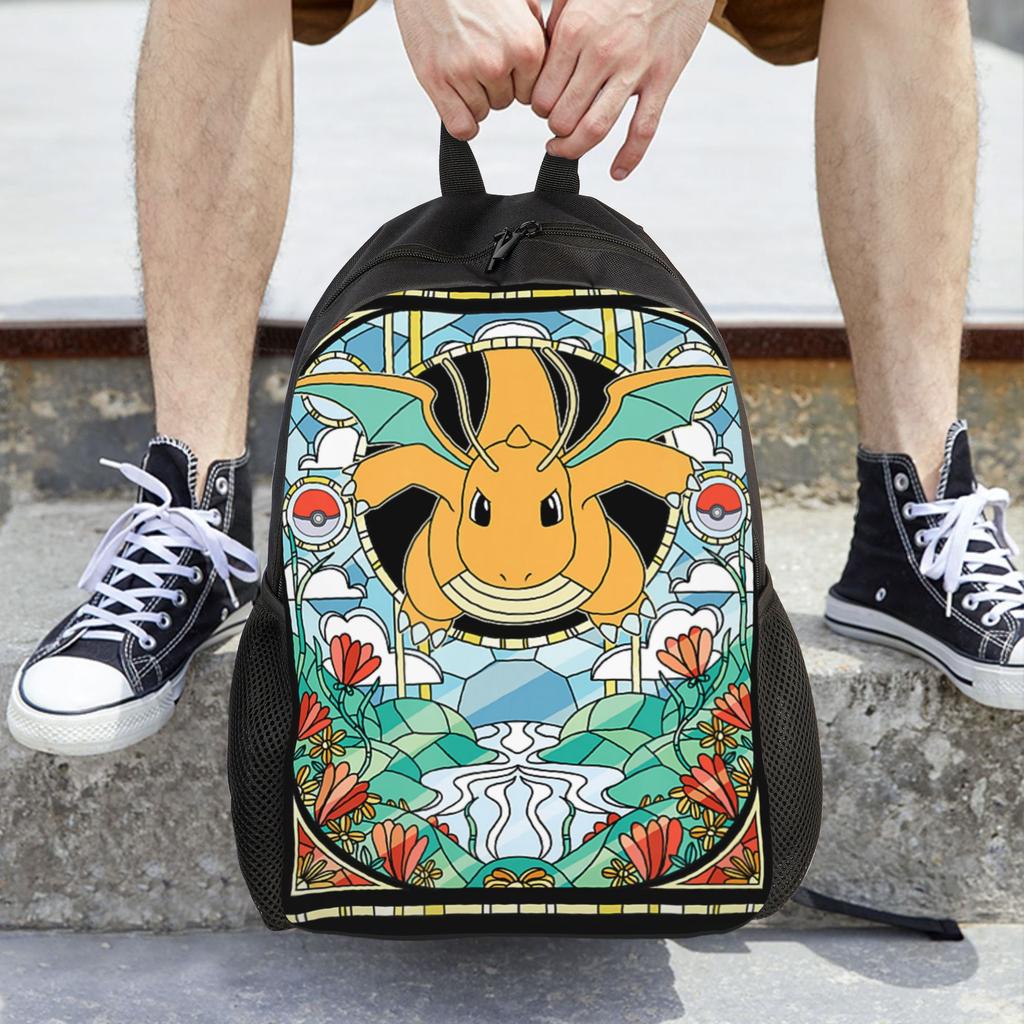 Рюкзаки Pokemon Драгонайт Витражный Драконий тип Поколение 1 Daypack mochila Journey Застежка-молния Rucksack