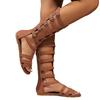 Spring and Summer New Sandals Women's Open-toed High Tube Flat-bottomed Belt Buckle Boots Roman Fish Mouth Cool Boots