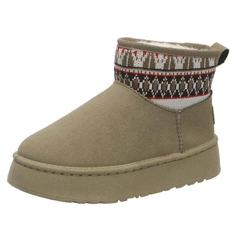 Модная женская обувь 2024 года, зимние классические зимние ботинки, тапочки, ботинки женские, теплые меховые зимние ботинки на толстой подошве