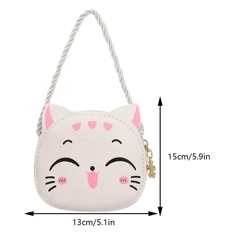 Сумка-портмоне Kawaii для девочек, мини-сумка на плечо из искусственной кожи с мультяшным котом, повседневная модная сумка для монет, компактная детская милая сумка на слинге, маленькая Bolsa