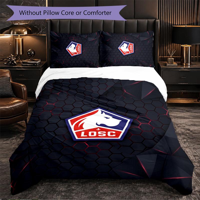 LOSC Lille FC Themed Bedding 3Pcs Duvet Cover Set Decorative Bed Linen For Teen Room Home Decoration