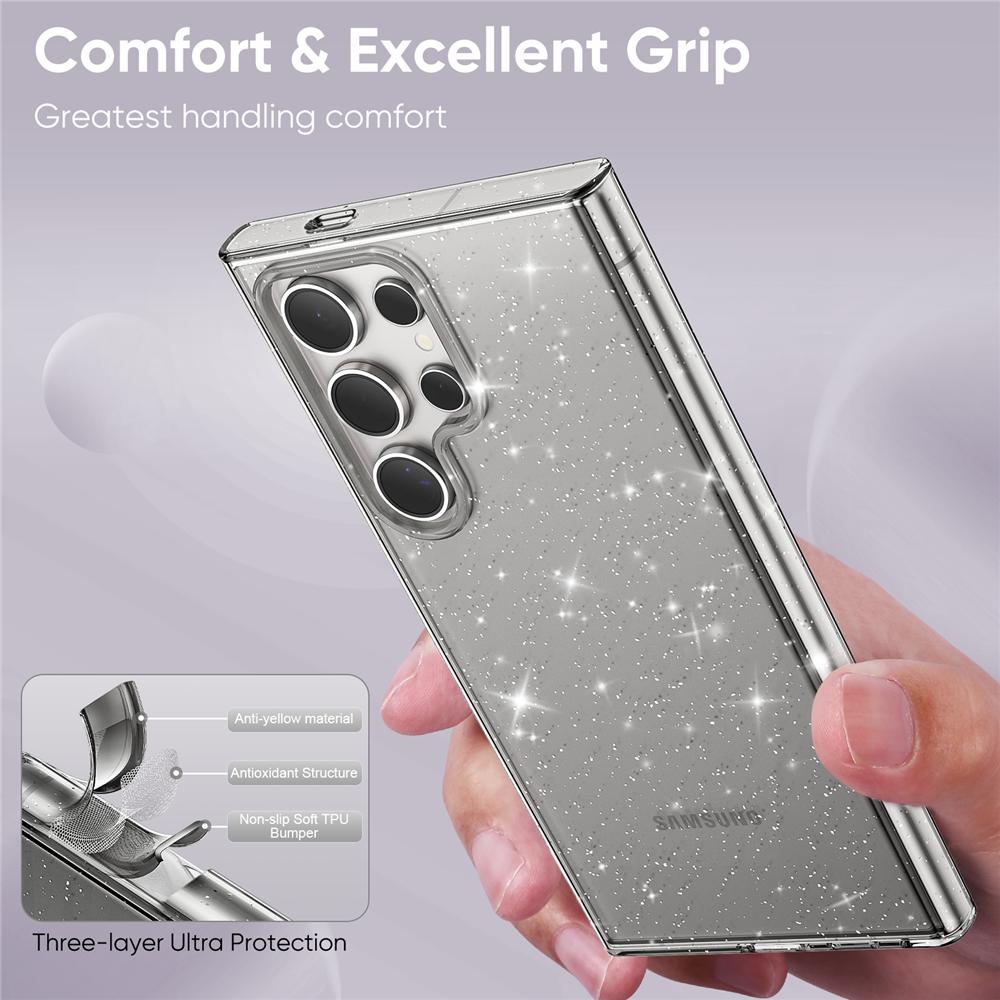 Glitter Transparent Acrylic Shockproof Phone Case For For Samsung S26 S25 S24 Ultra S23 S22 Plus A55 A35 A15 A54 A34 A53 Hard Cover