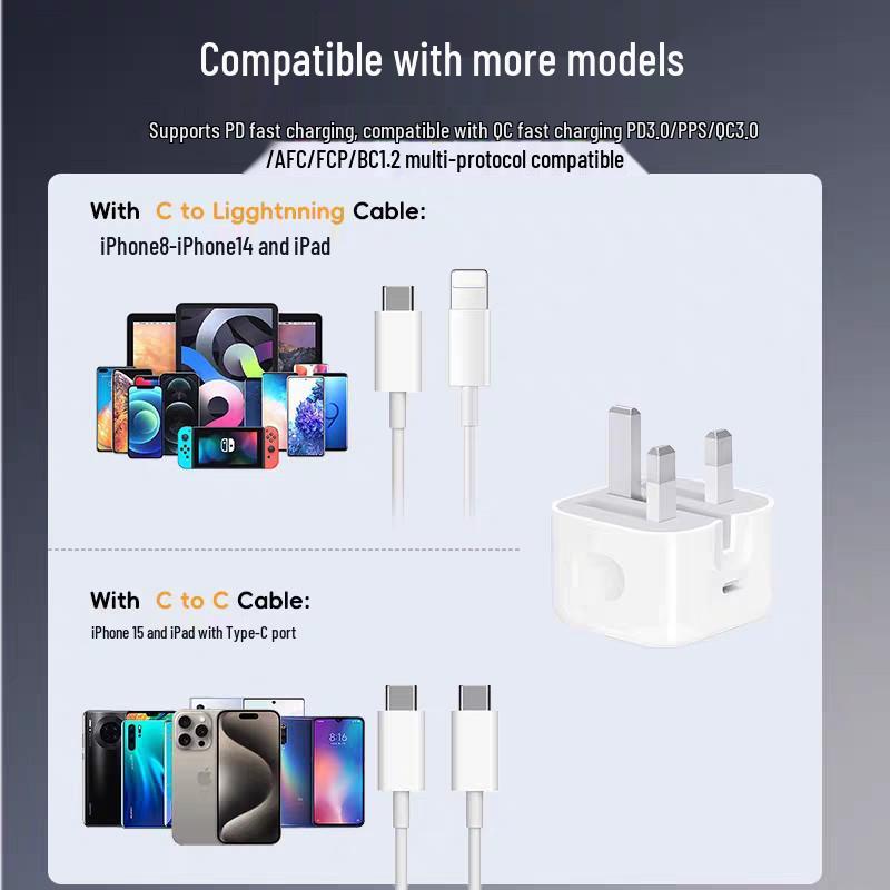 Быстрое зарядное устройство стандарта Великобритании для Apple - PD 20 Вт для мобильных устройств и зарядная головка 35 Вт