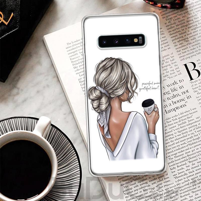 Чехол-обложка для телефона Samsung Galaxy M12 M21 M30S M31 M32 M51 M52 Note 20 Ultra 10 Plus 9 8 J4 J6 + J с принтом 'Принцесса Женщина-Босс Кофе'