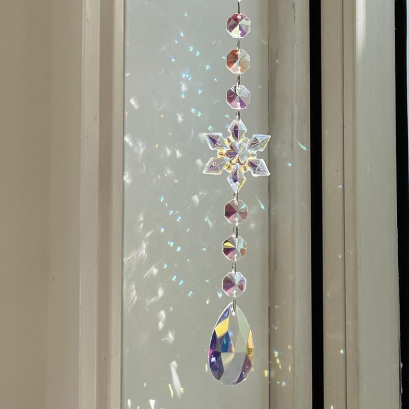 Хрустальная Подвеска-Украшение Акриловая 6 Штук Рождественские Украшения Хрустальное Украшение Зимняя Капля Сосульки Блестящая Радуга Подвески для Автомобиля