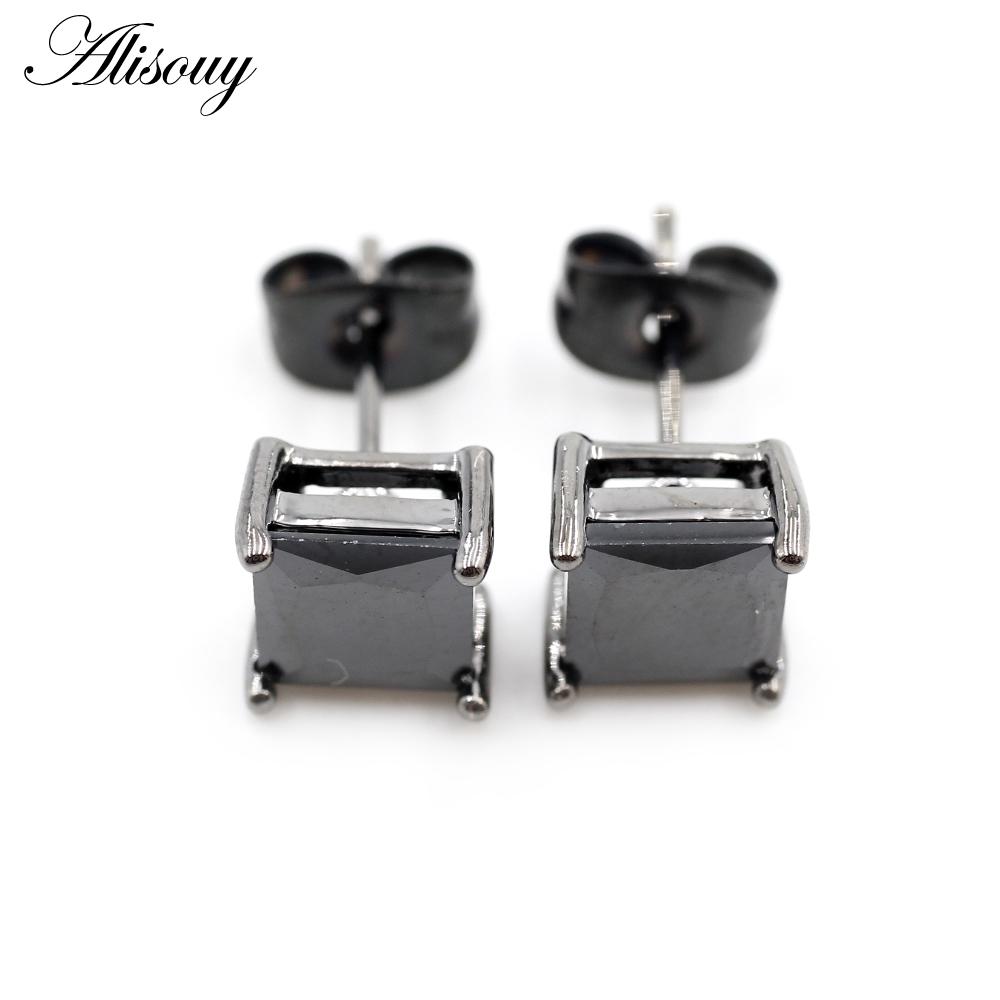 Alisouy 2 шт. квадратный кубический цирконий CZ кристалл из нержавеющей стали для женщин и девочек серьги-гвоздики в форме спирали пирсинг модные ювелирные изделия