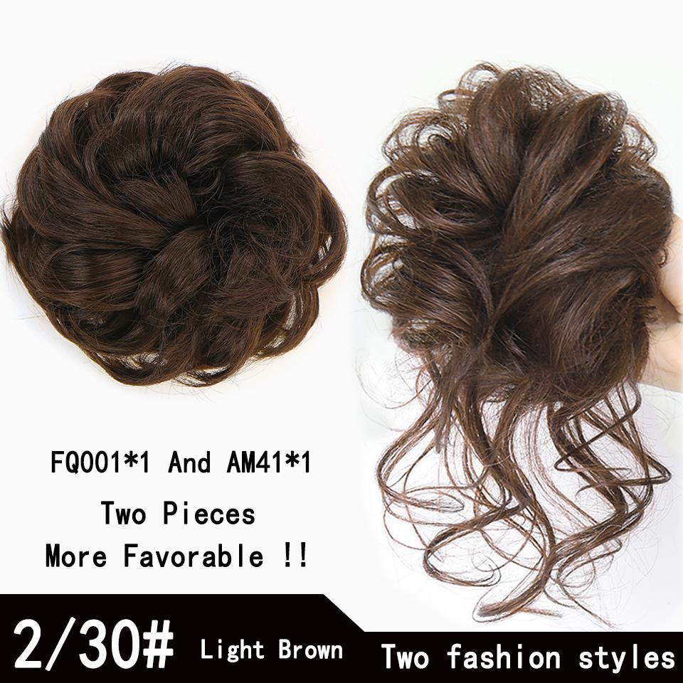Short Messy Fluffy Chignon Donut Hair Bun Pad Elastic Hair Rope Rubber Band Synthetic Ponytail Hair Extension