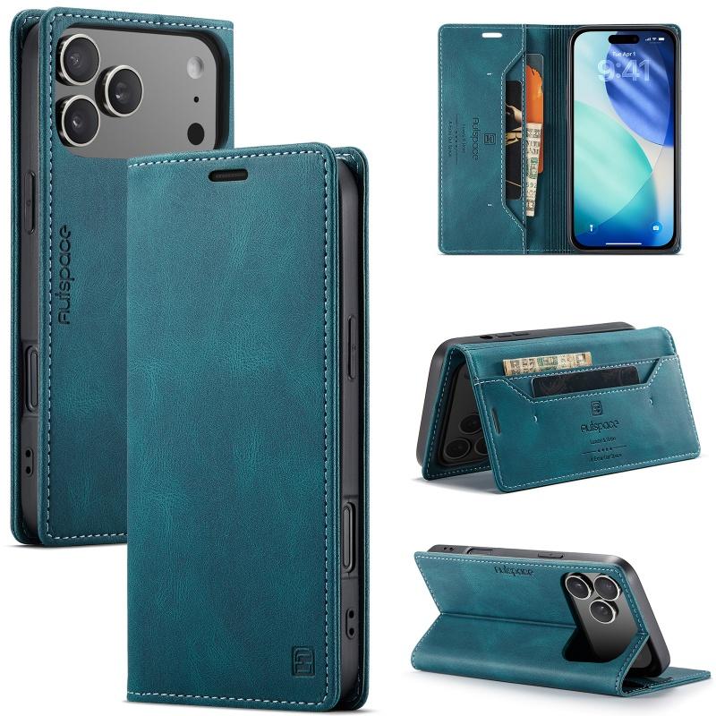 Магнитный кожаный чехол-книжка для iPhone 17 16 15 Pro Max 16E Air 14 Plus 13 12 11 Pro Max с отделениями для карт, кошелек